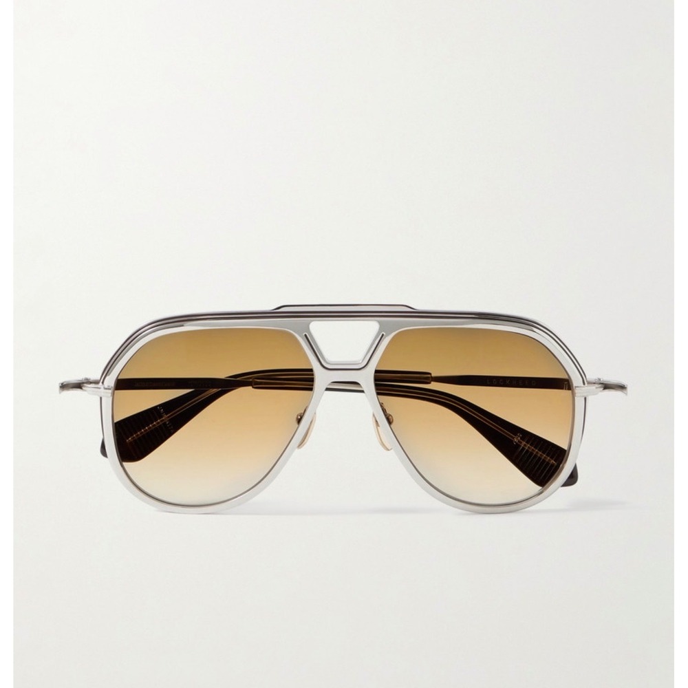 Jacques Marie Mage Lockheed Sunglasses Silver Titanium Aviator Tan Gradient Lens